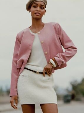 Anthropologie Dolan Left Coast Corduroy Lady Jacket in Mauve Pink